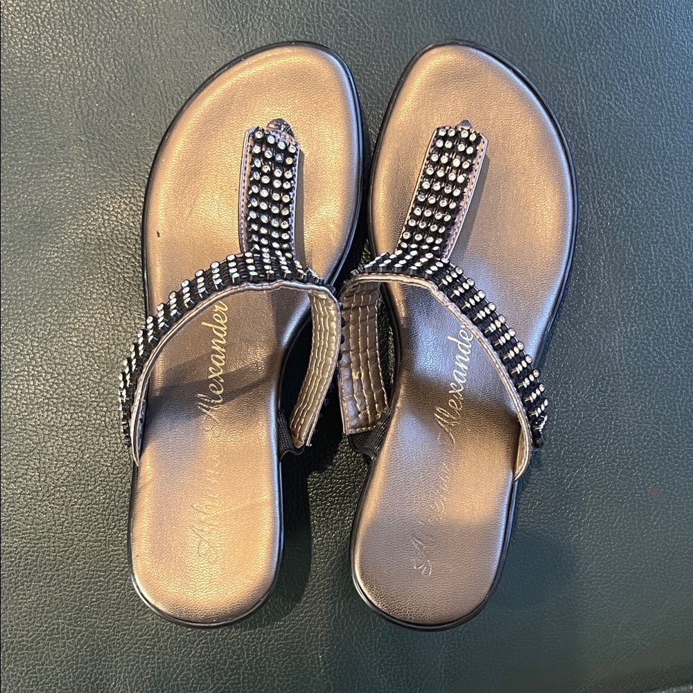 Alexander McQueen Studded Black and Silver Sandals